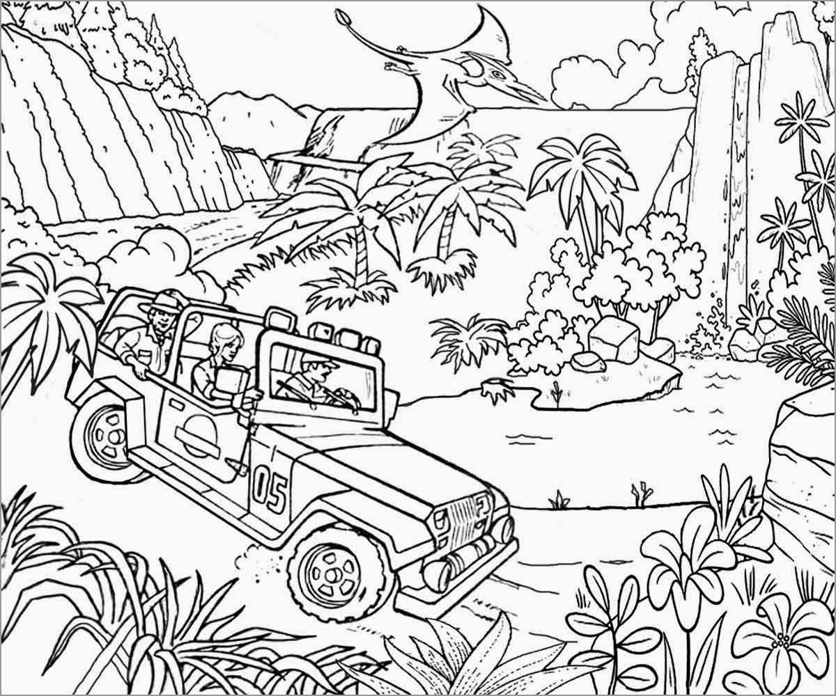 Jurassic Park Jeep Coloring Page   ColoringBay