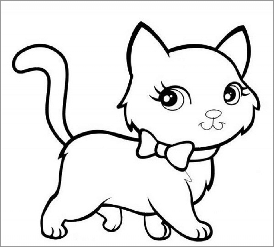 Easy Kitten Coloring Pages - ColoringBay.
