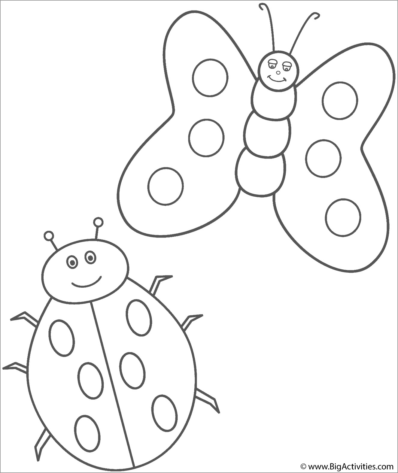 Ladybug and butterfly Coloring Page   ColoringBay