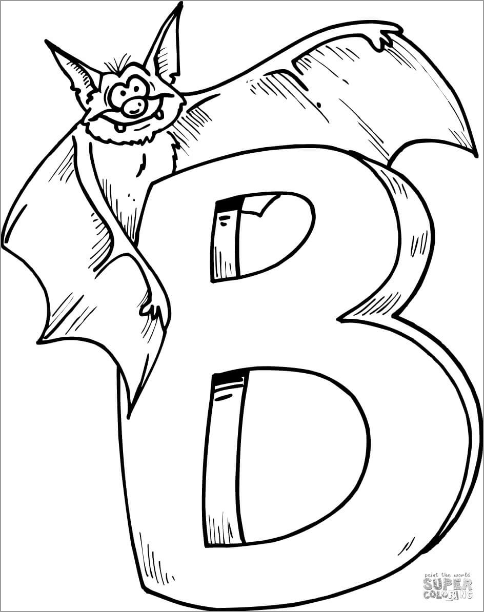 Letter B is for Bat Coloring Page
