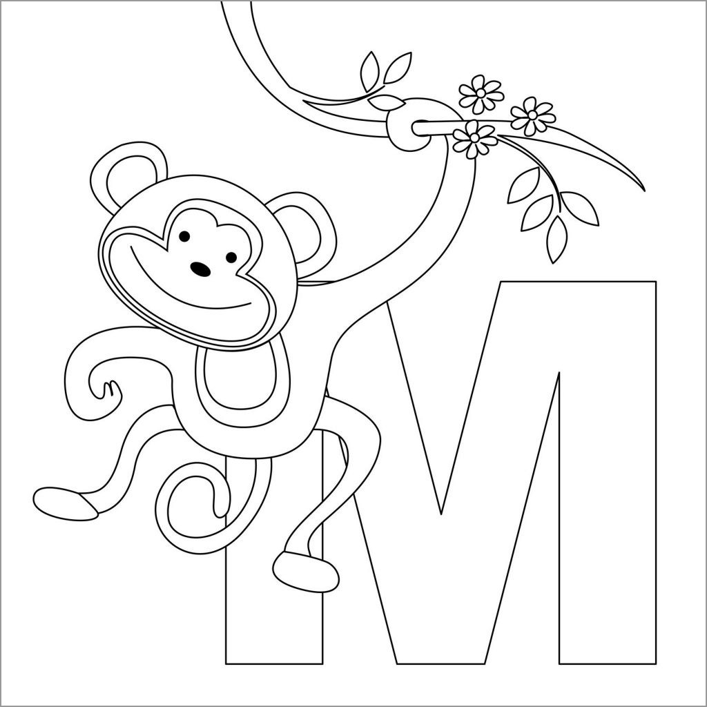 Letter M Monkey Coloring Page