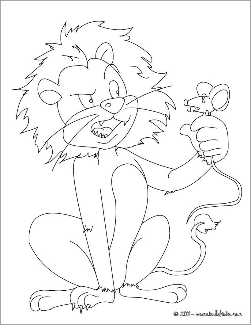 Lion and the Mouse Coloring Page