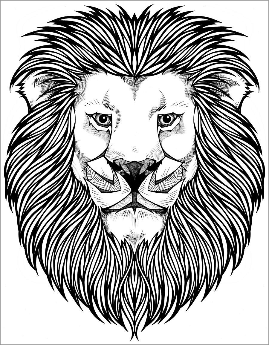 Lion Head Coloring Page