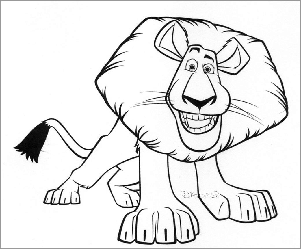 Lion Madagascar Animals Coloring Page to Print