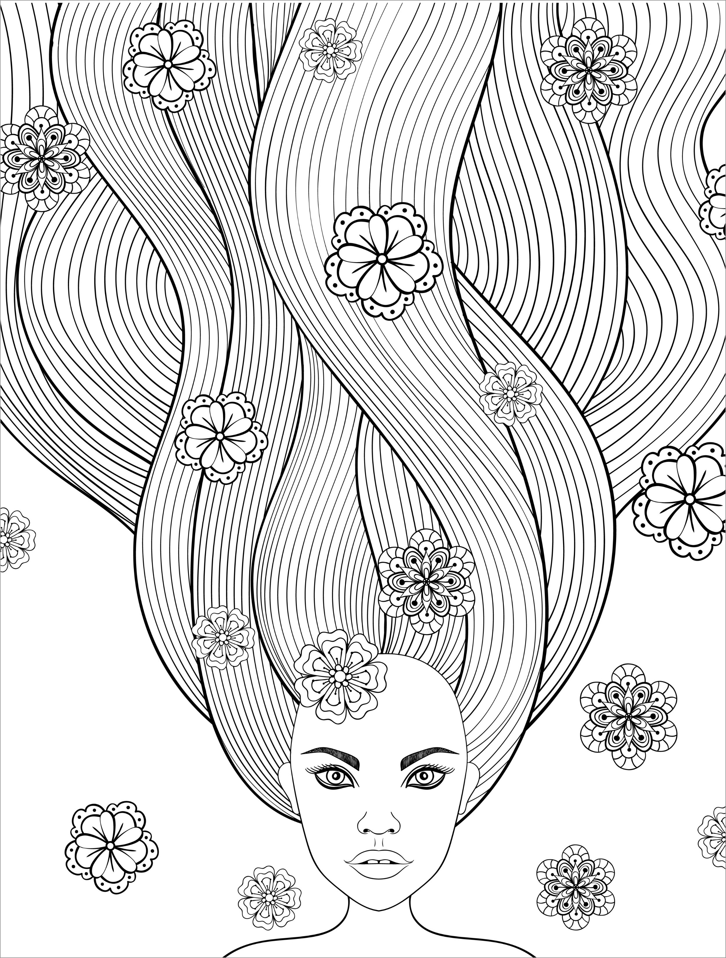 Long Hair Coloring Page