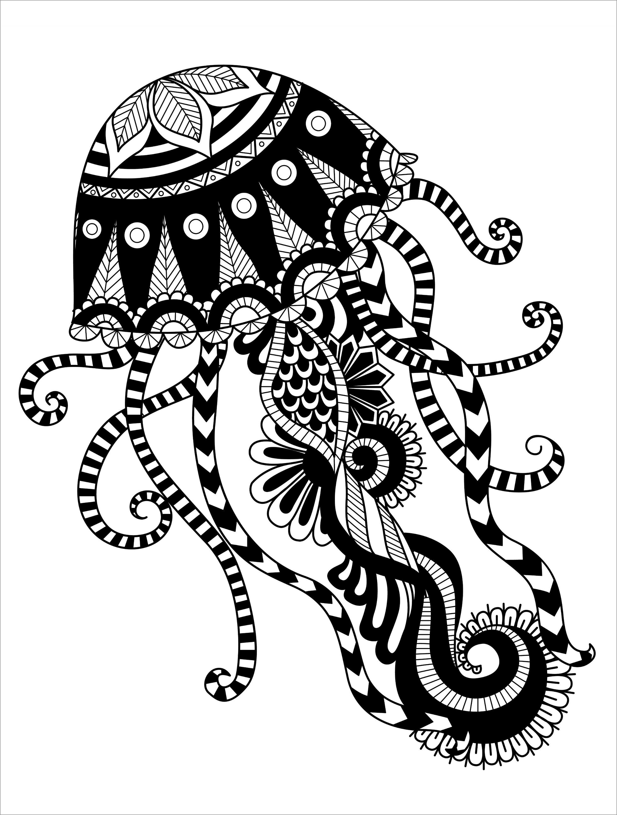 Mandala Jellyfish Coloring Pages for Adults