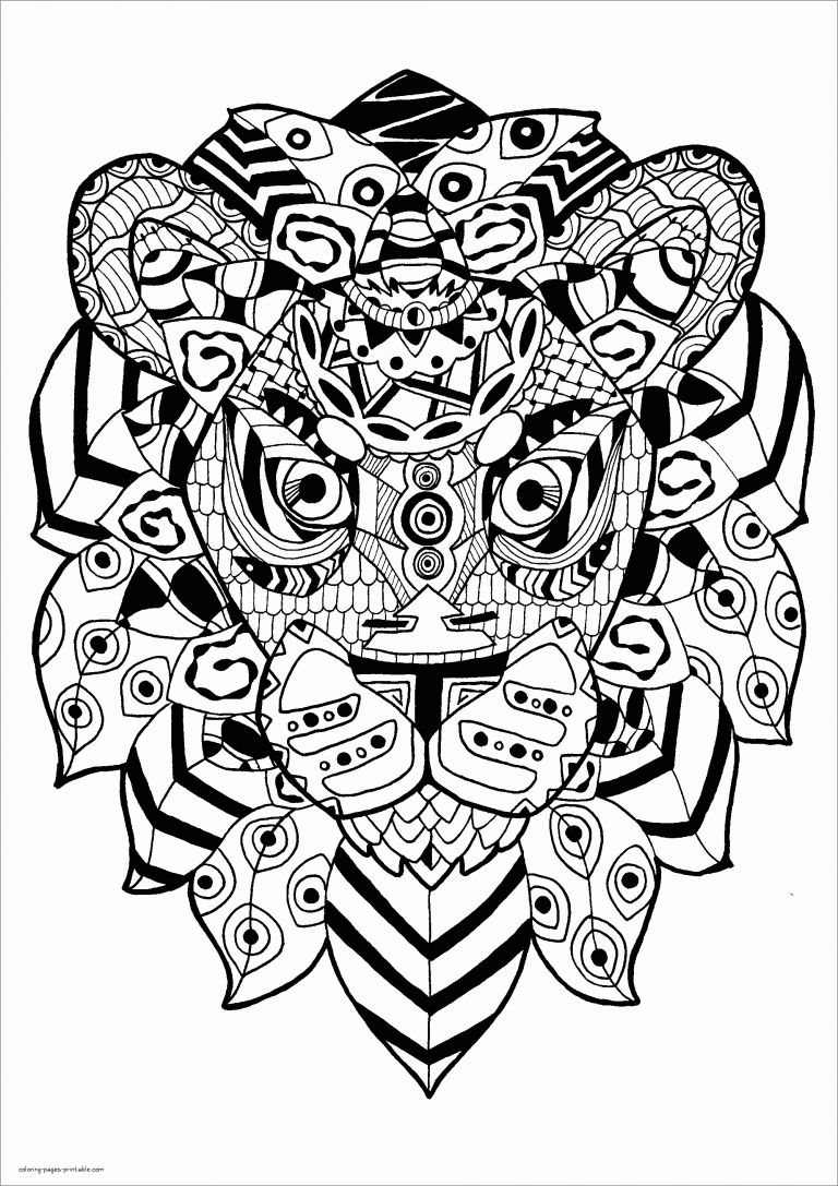 Lion Coloring Mandala Zentangle Stylized Lion — Stock Vector