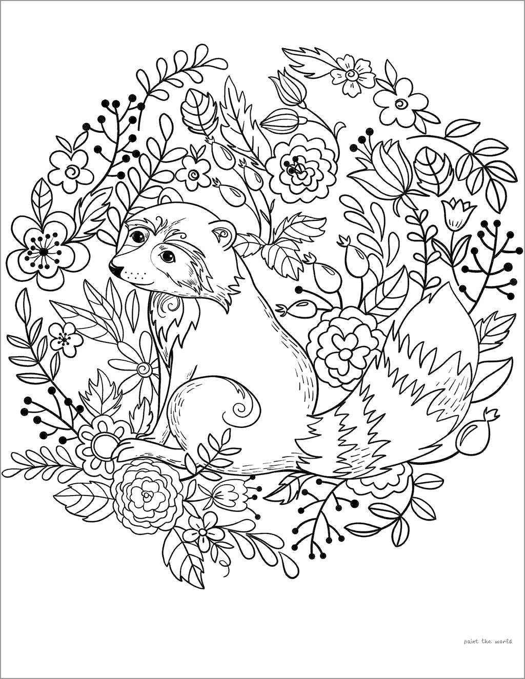 Mandala Raccoon Coloring Page