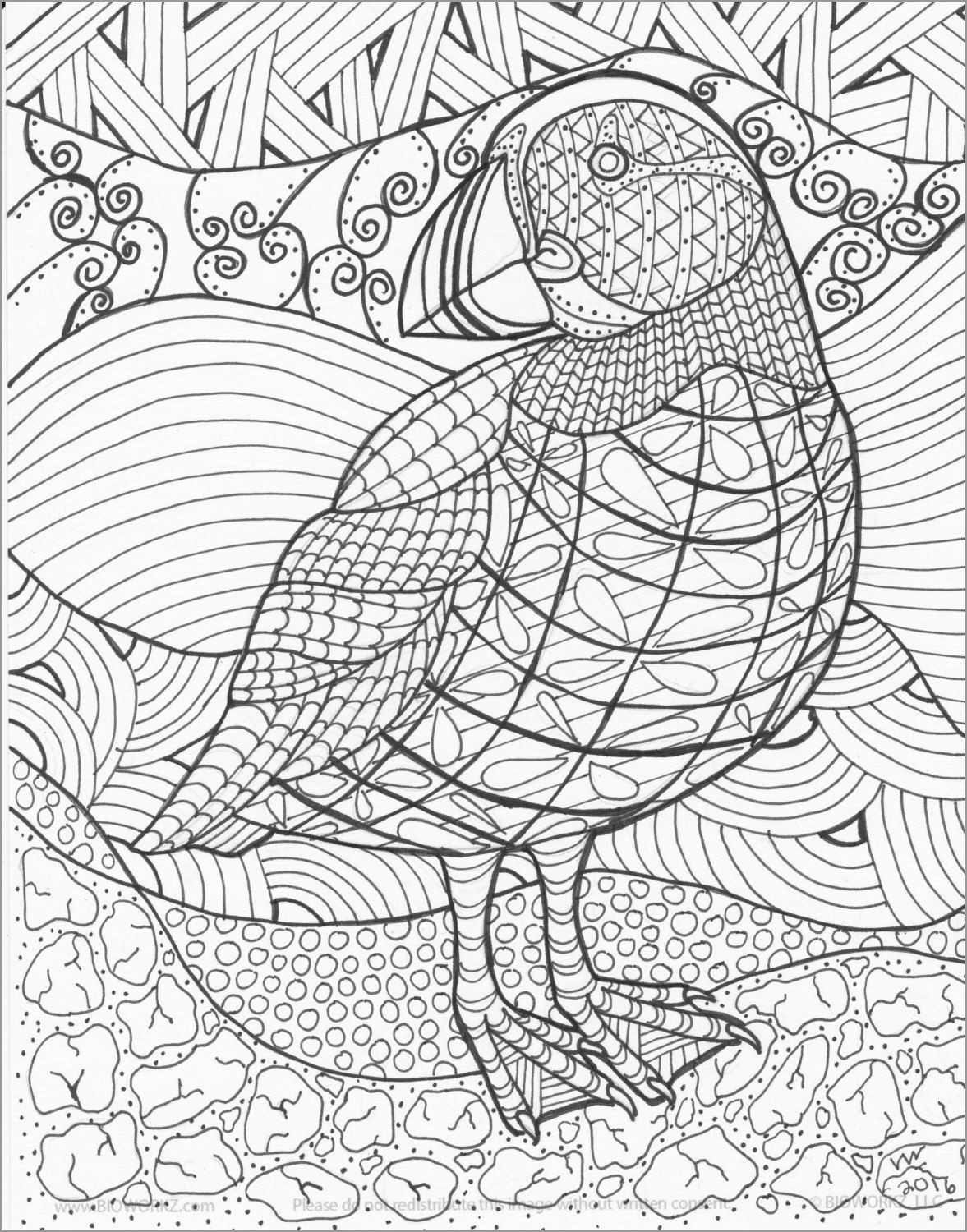 Mandala Zentangle Puffin Coloring Page