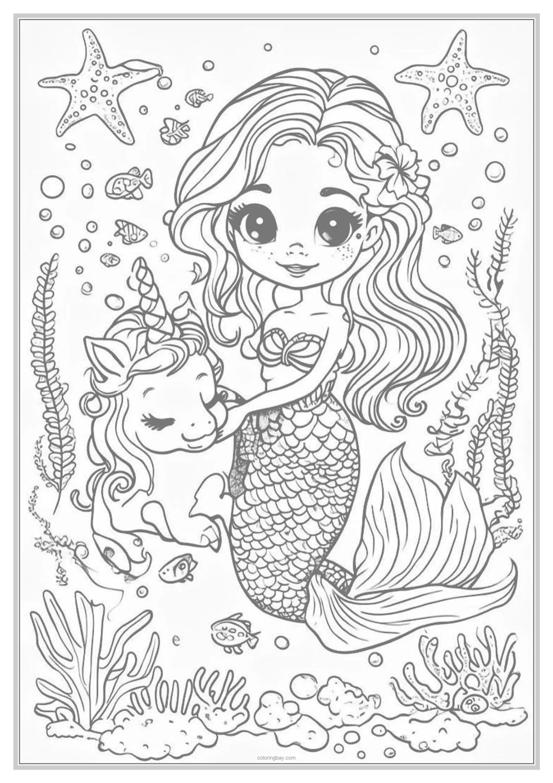 mermaid unicorn coloring page for adults mermaid unicorn coloring page for adults