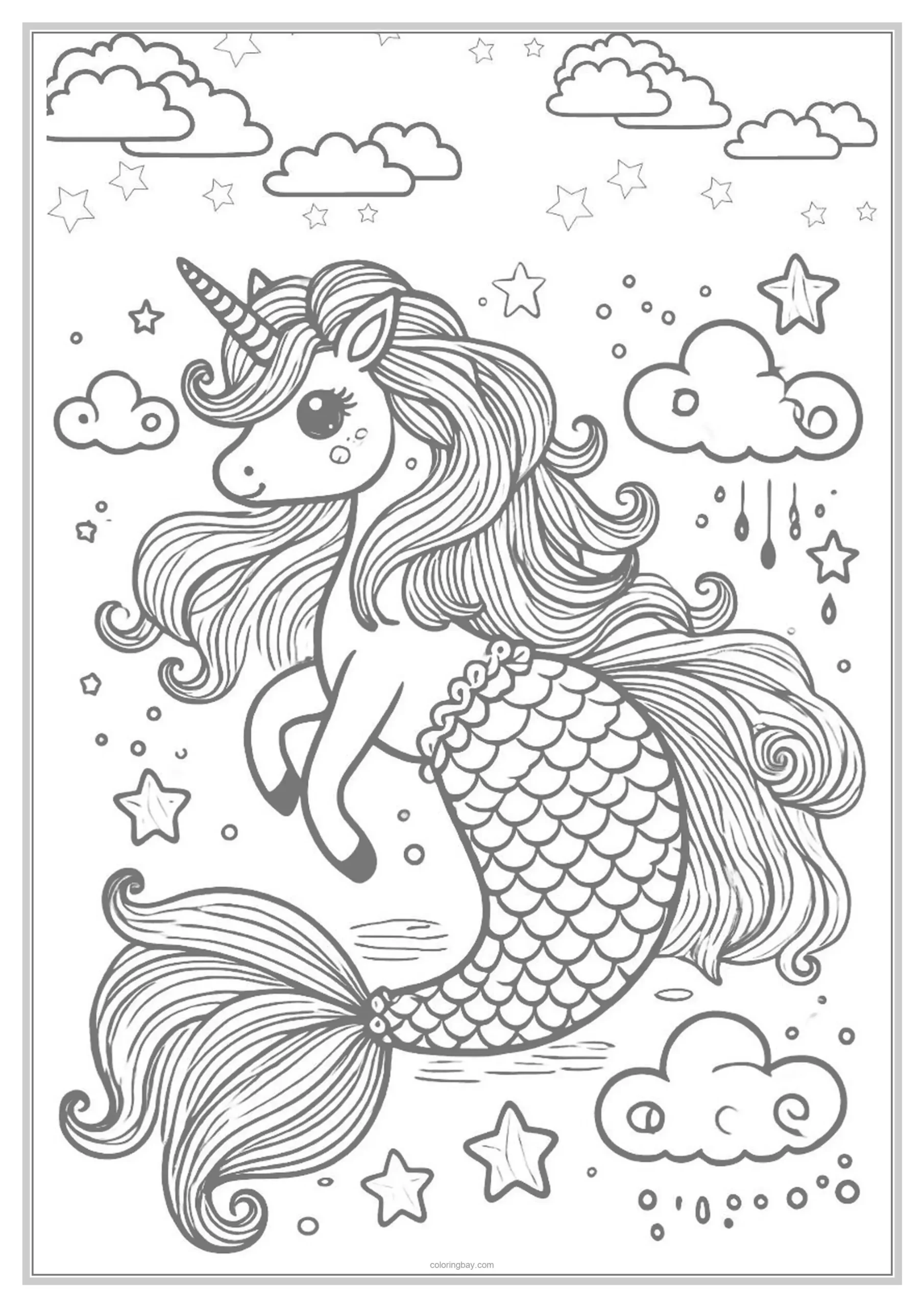 mermaid unicorn coloring page for kids mermaid unicorn coloring page for kids