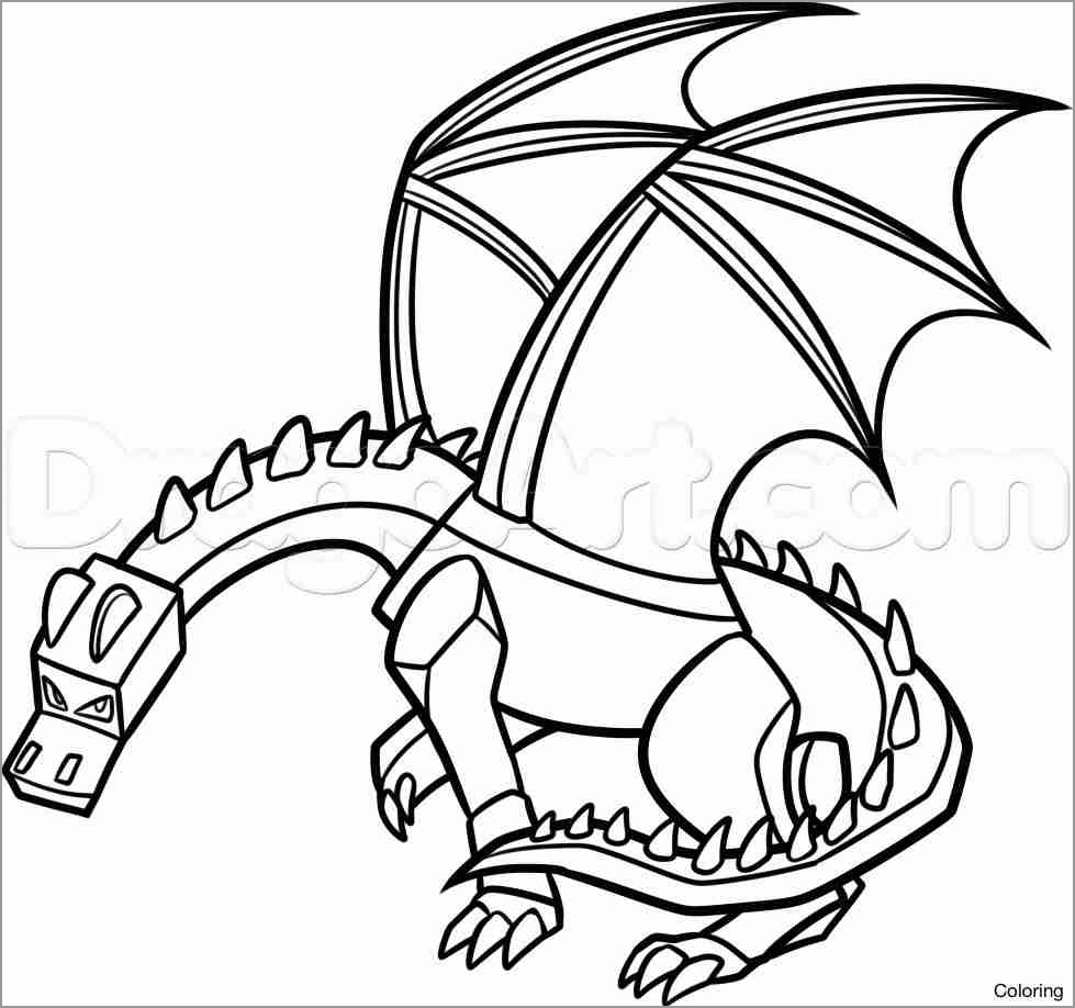 Mine Craft Dragon Coloring Page