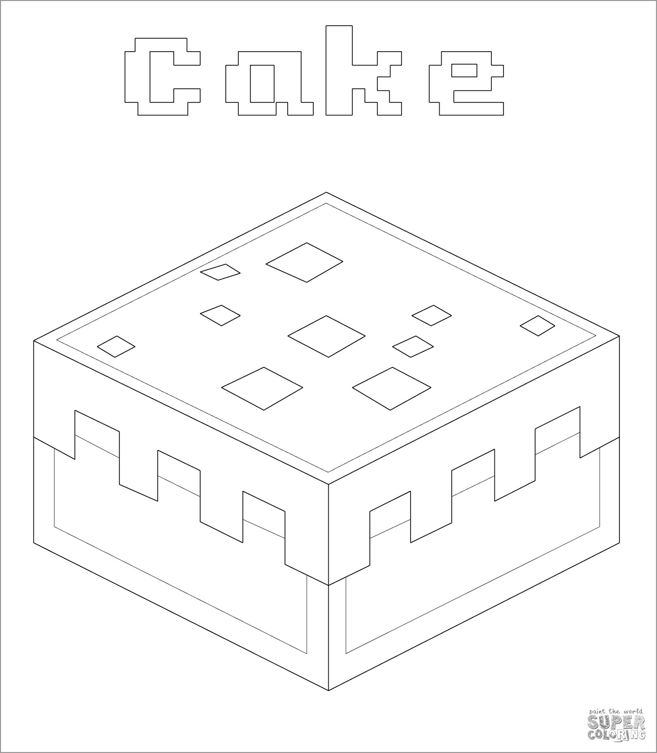 Minecraft Coloring Pages Cake