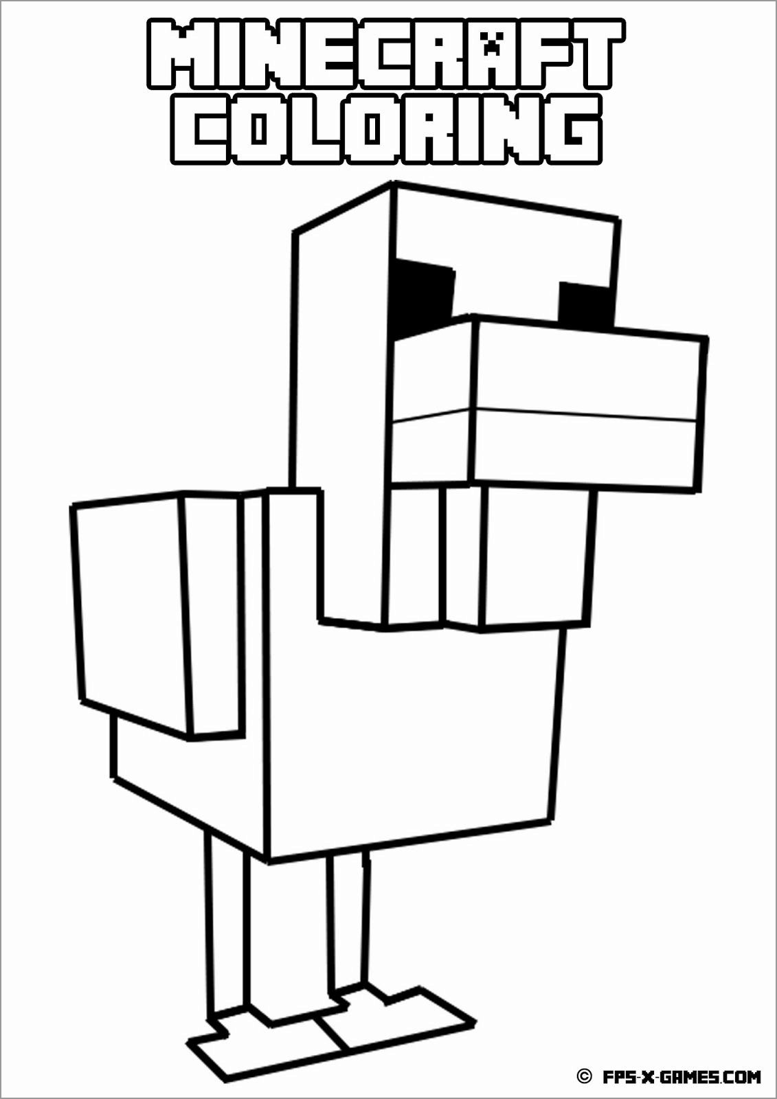 Minecraft Coloring Pages Chicken