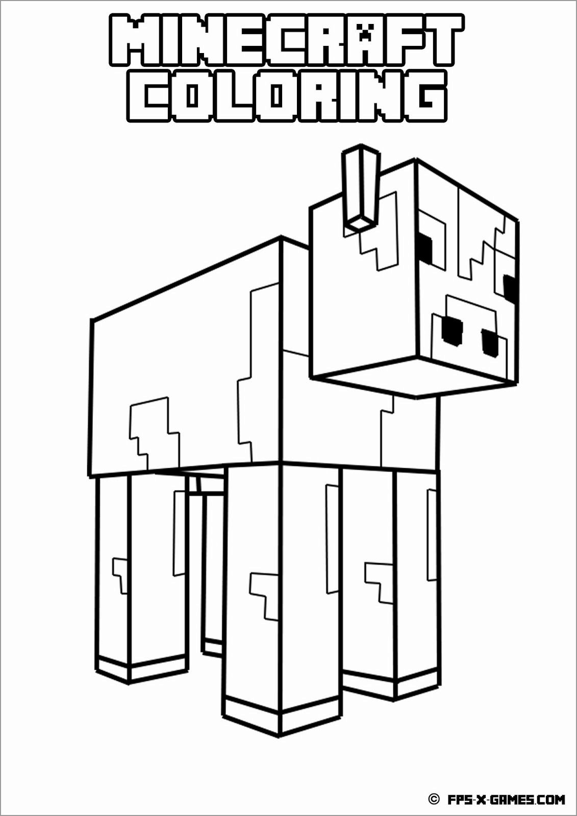 Minecraft Coloring Pages Cow