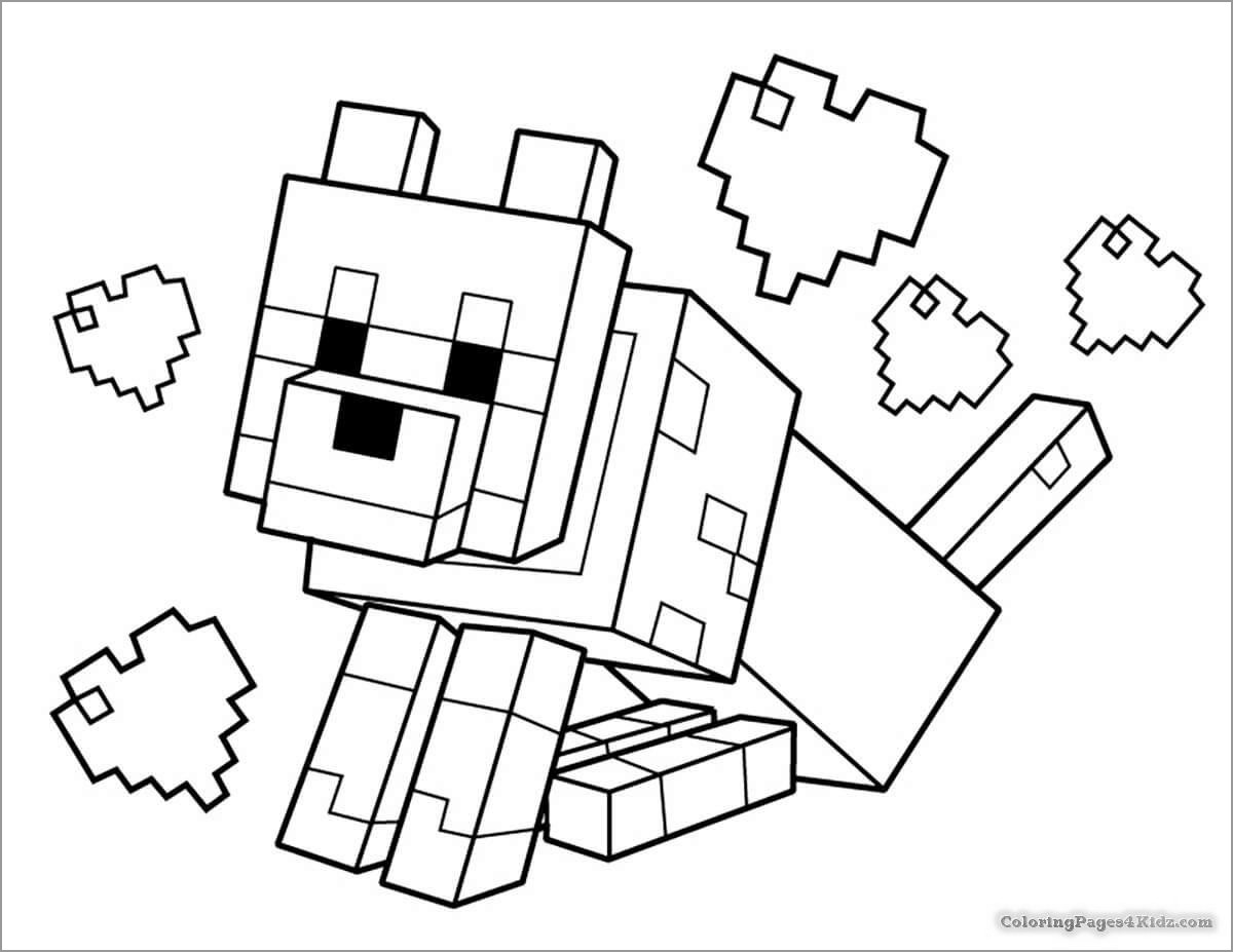 Minecraft Coloring Pages Dog