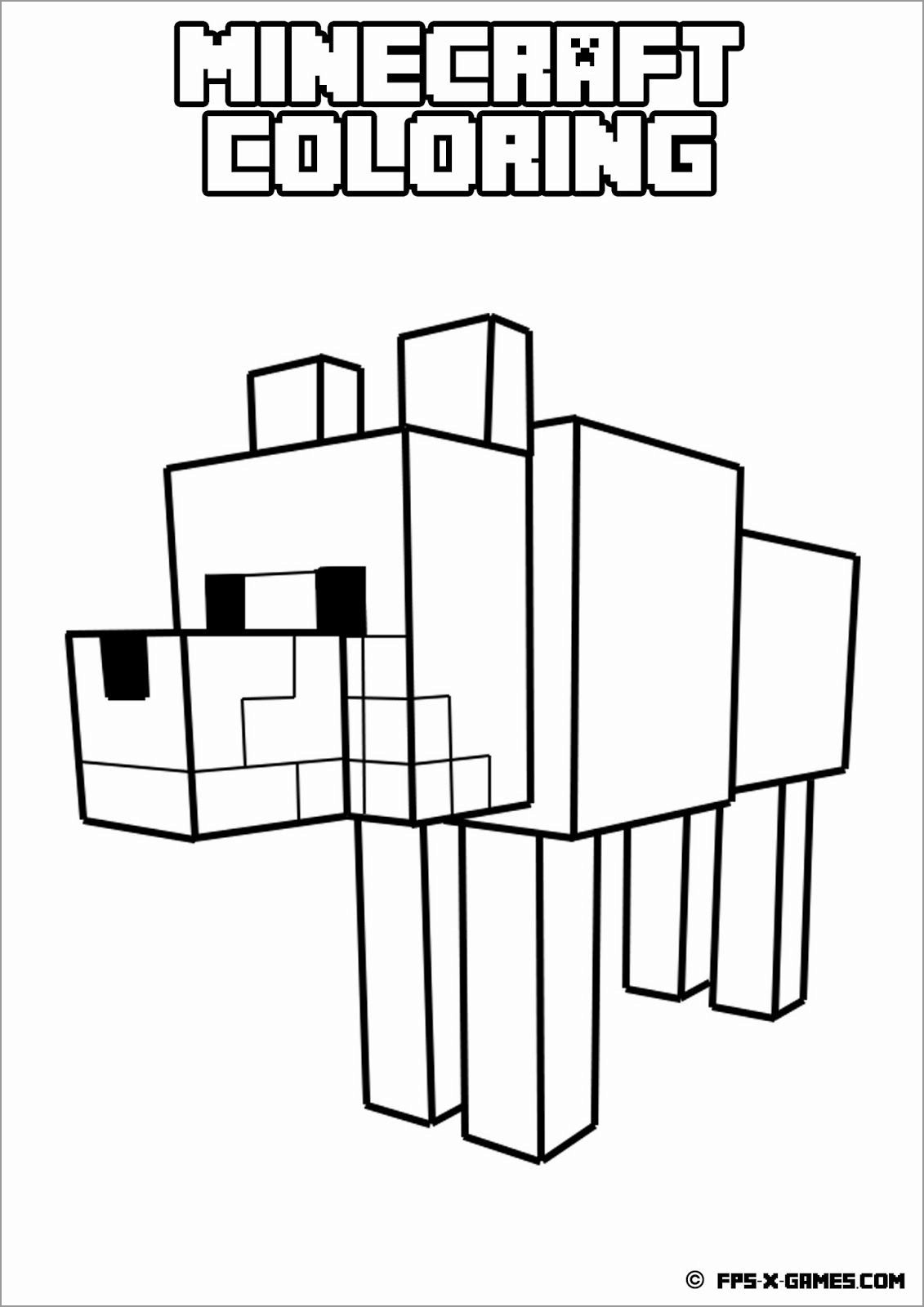 Minecraft Coloring Pages Wolf