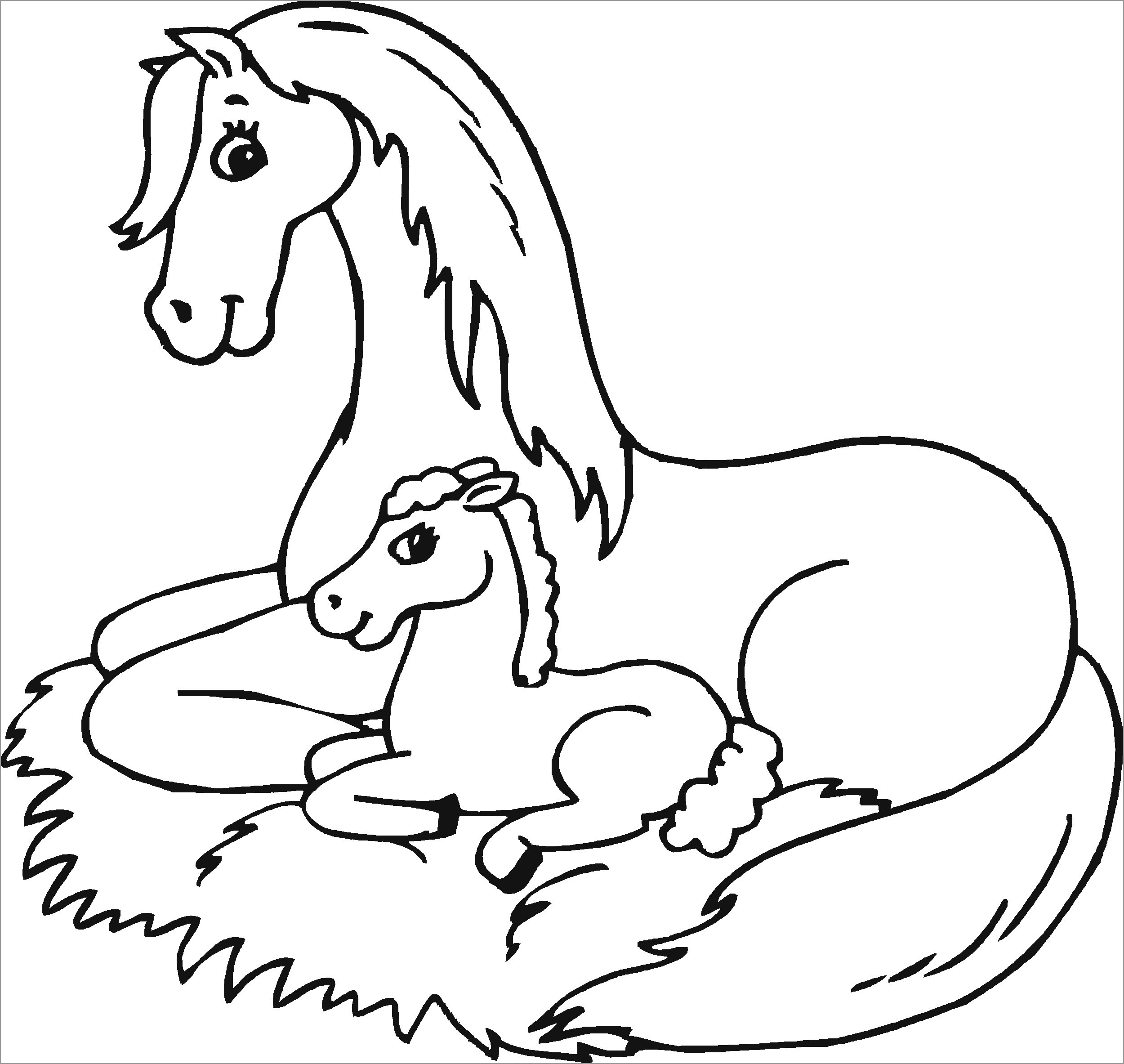 Mom and Baby Horse Coloring Page
