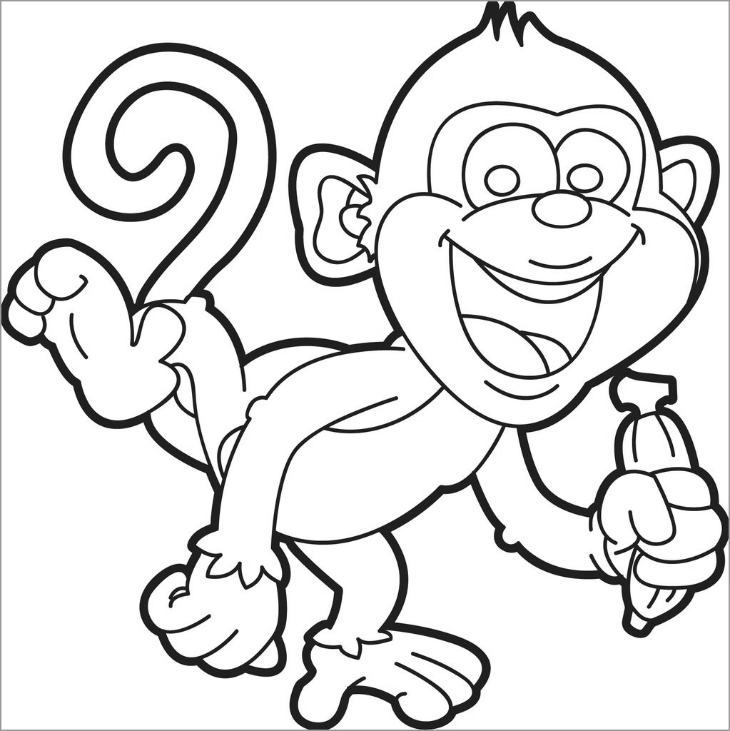 Monkey Coloring Pages for toddlers