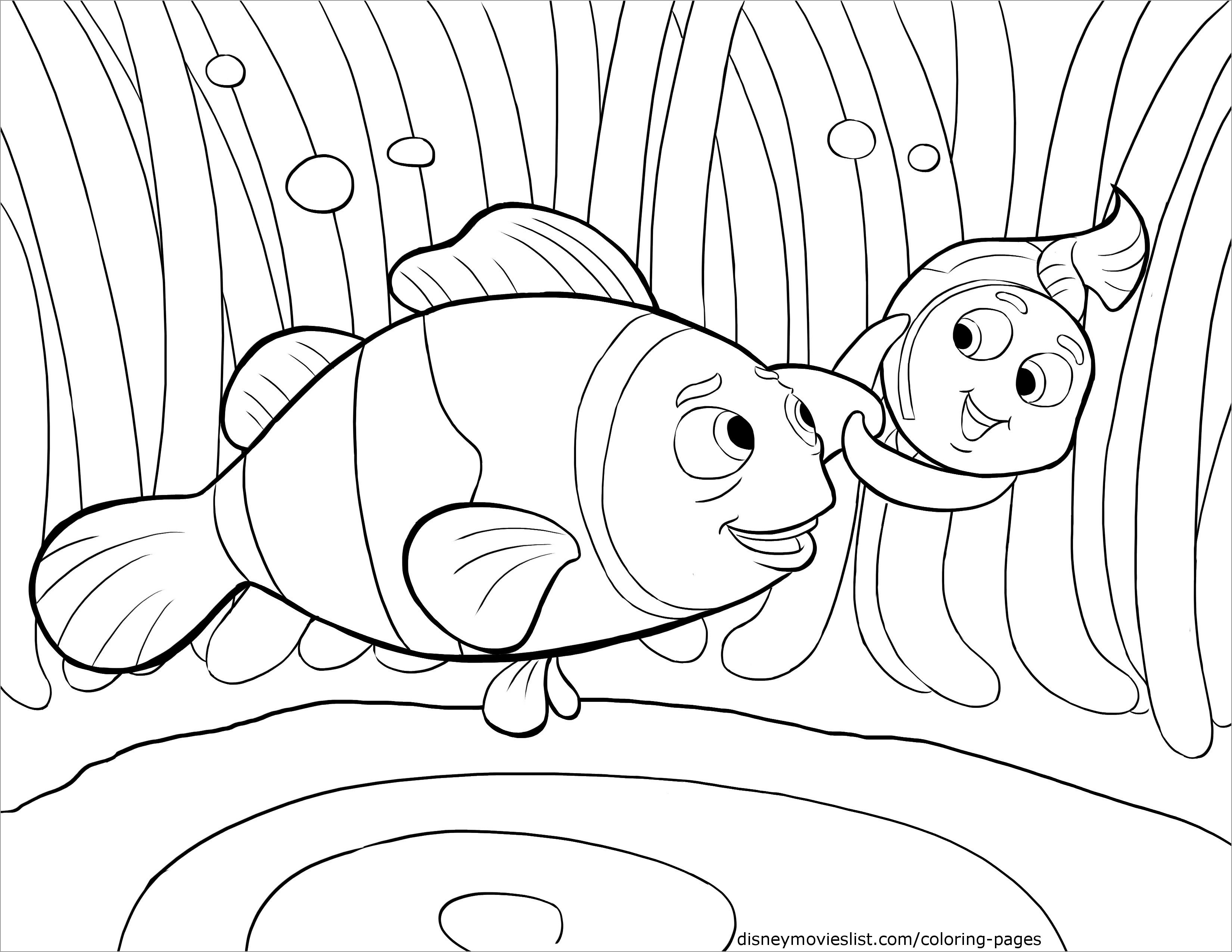 Nemo Clown Fish Coloring Page Coloringbay