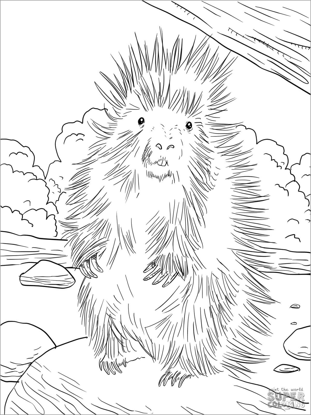North American Porcupine Coloring Page