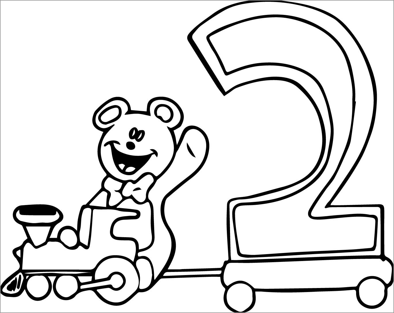 Number 2 Coloring Page for Kids
