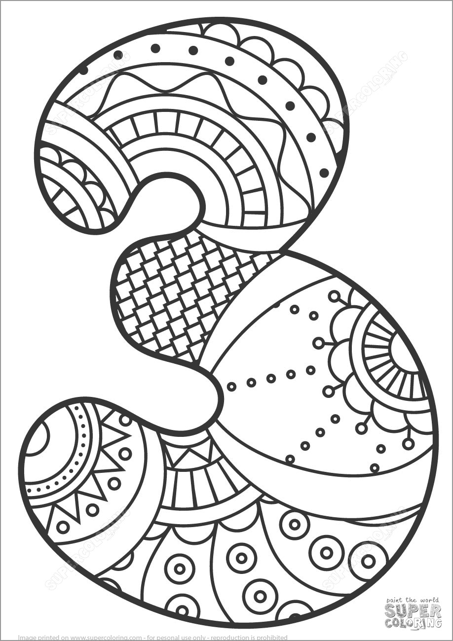 Number 3 Mandala Coloring Page