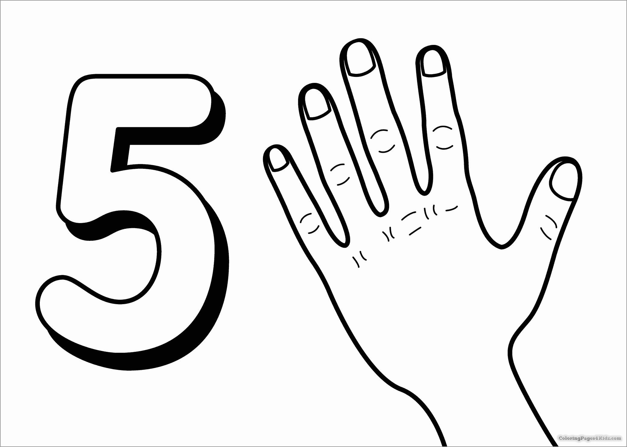 Number 5 Coloring Page for Kids