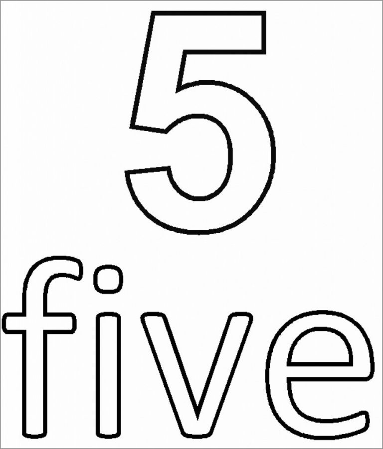 Number 5 Coloring Page for Kids ColoringBay