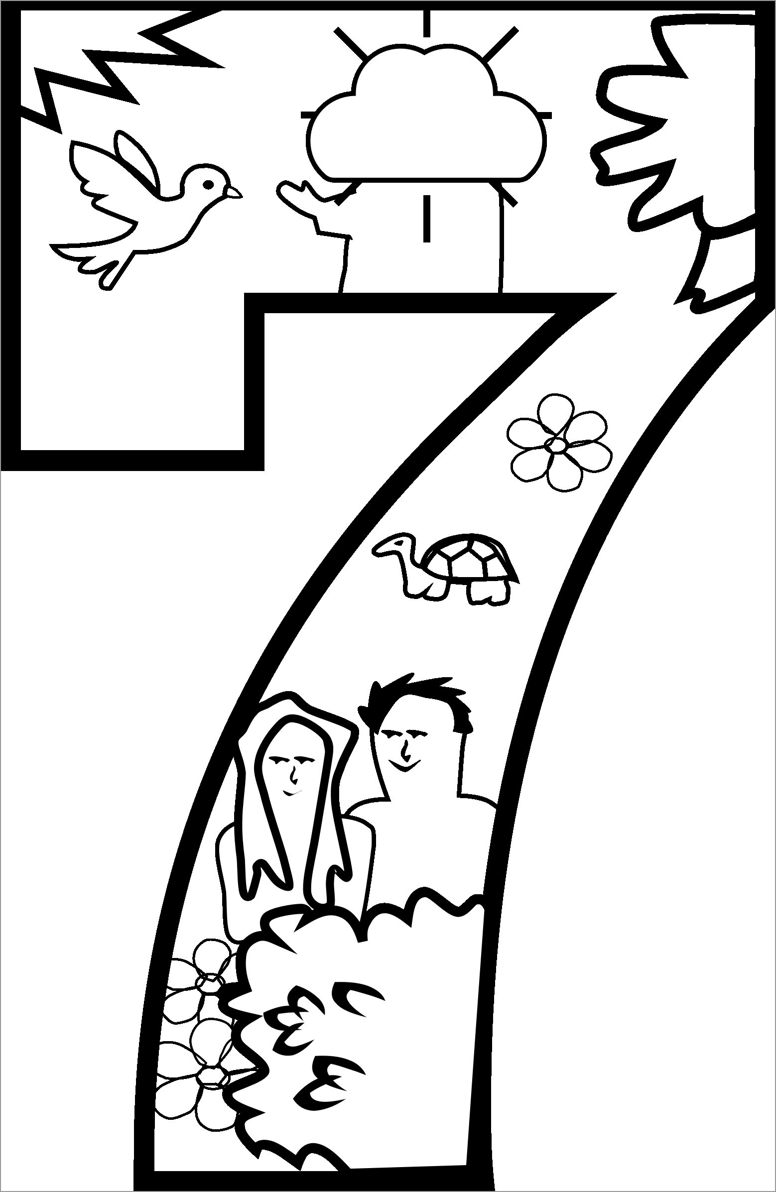 Number 7 Coloring Page for Kids