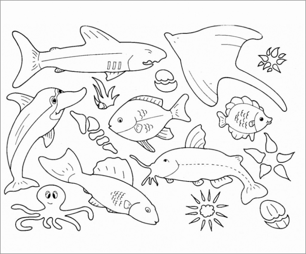 Ocean Animals Coloring Pages Coloringbay