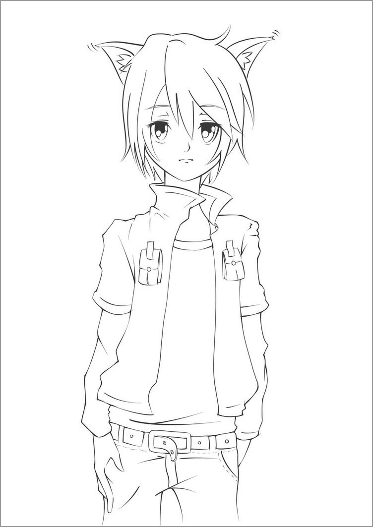 Odd Anime Guy Coloring Page