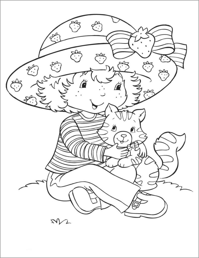 Old Strawberry Shortcake Cat Coloring Page