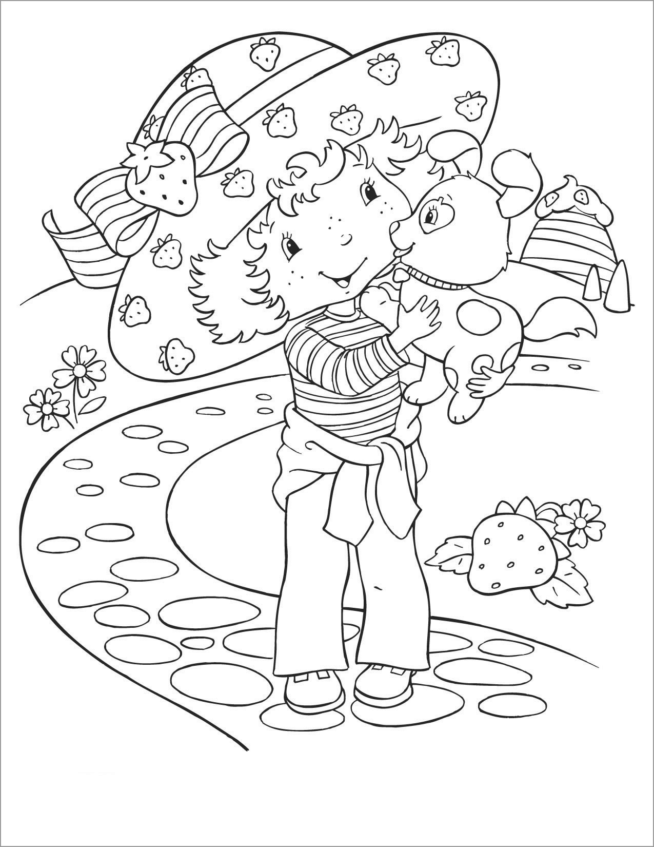 Old Strawberry Shortcake Puppy Coloring Pages
