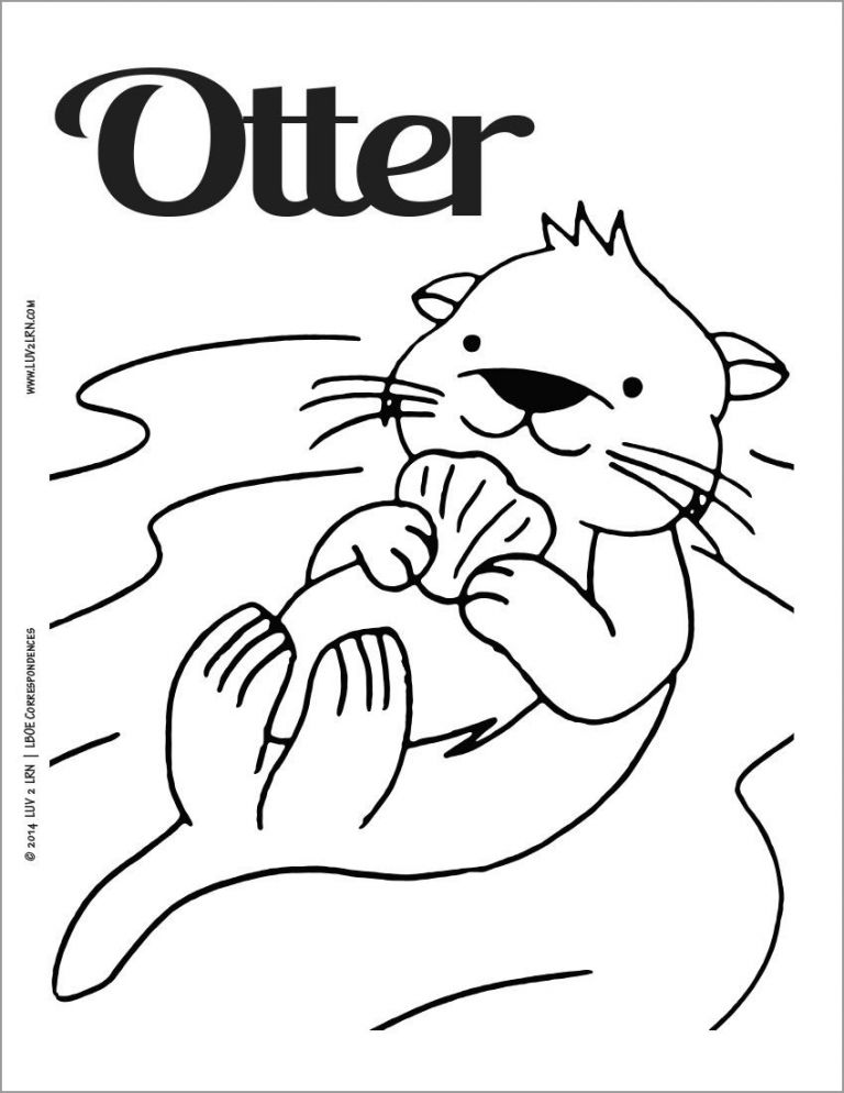 Otter Coloring Pages Drawing Sea Nutria Baby Printable Cute Outline ...