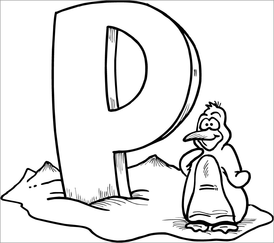 P for Penguin Coloring Page