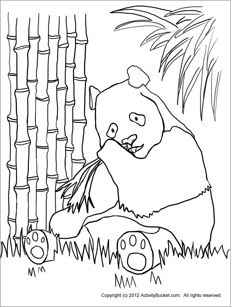 Panda Eating Bamboo Coloring Page