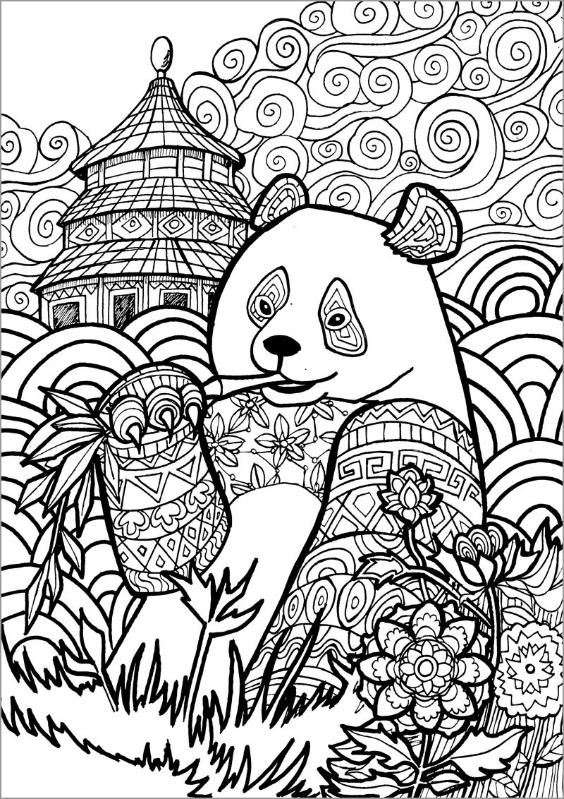 Panda Mandala Coloring Page for Adults