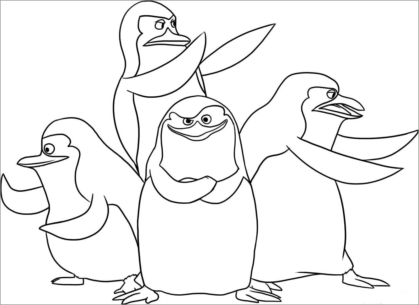 Penguins Madagascar Animals Coloring Page for Adult