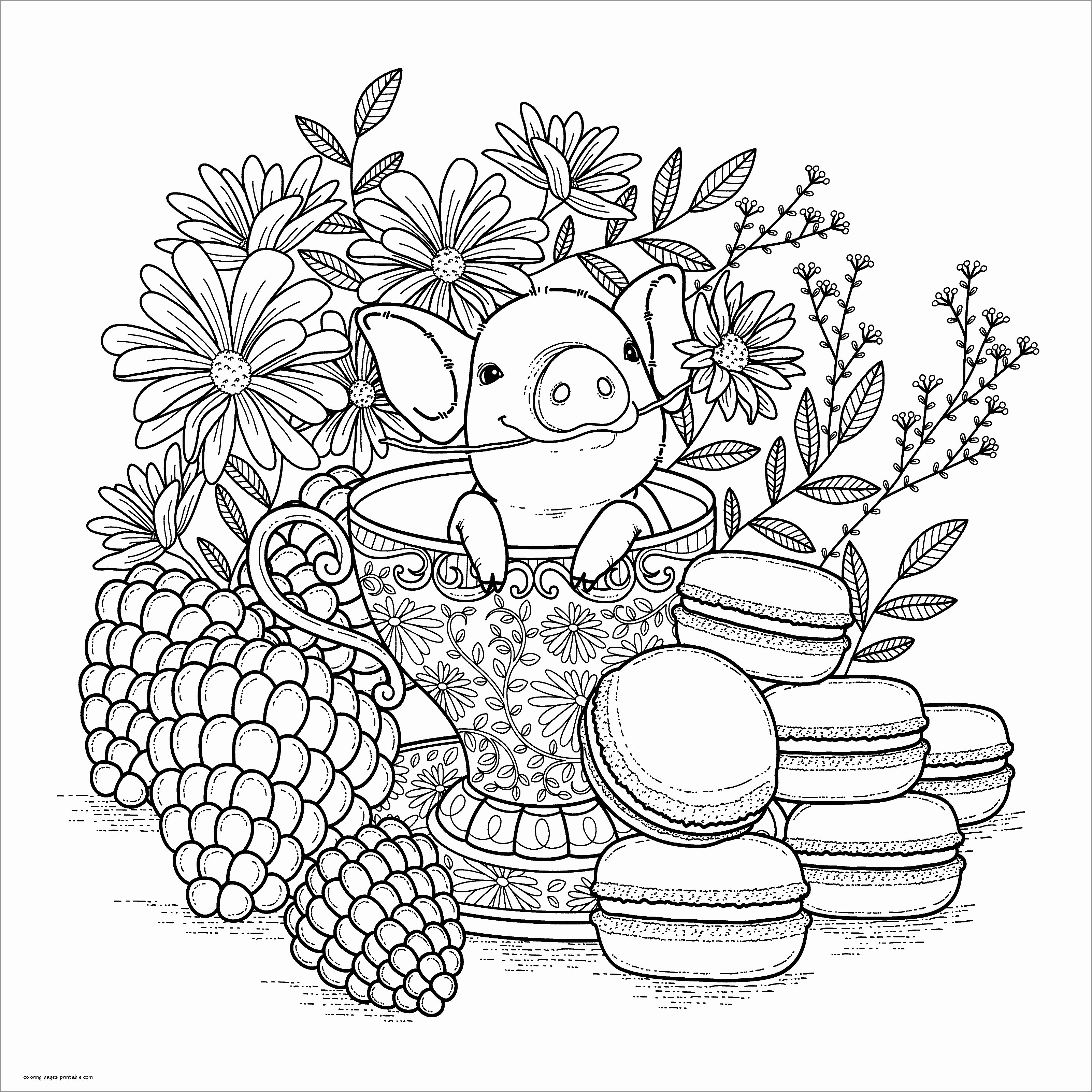 Pork Coloring Page for Adult