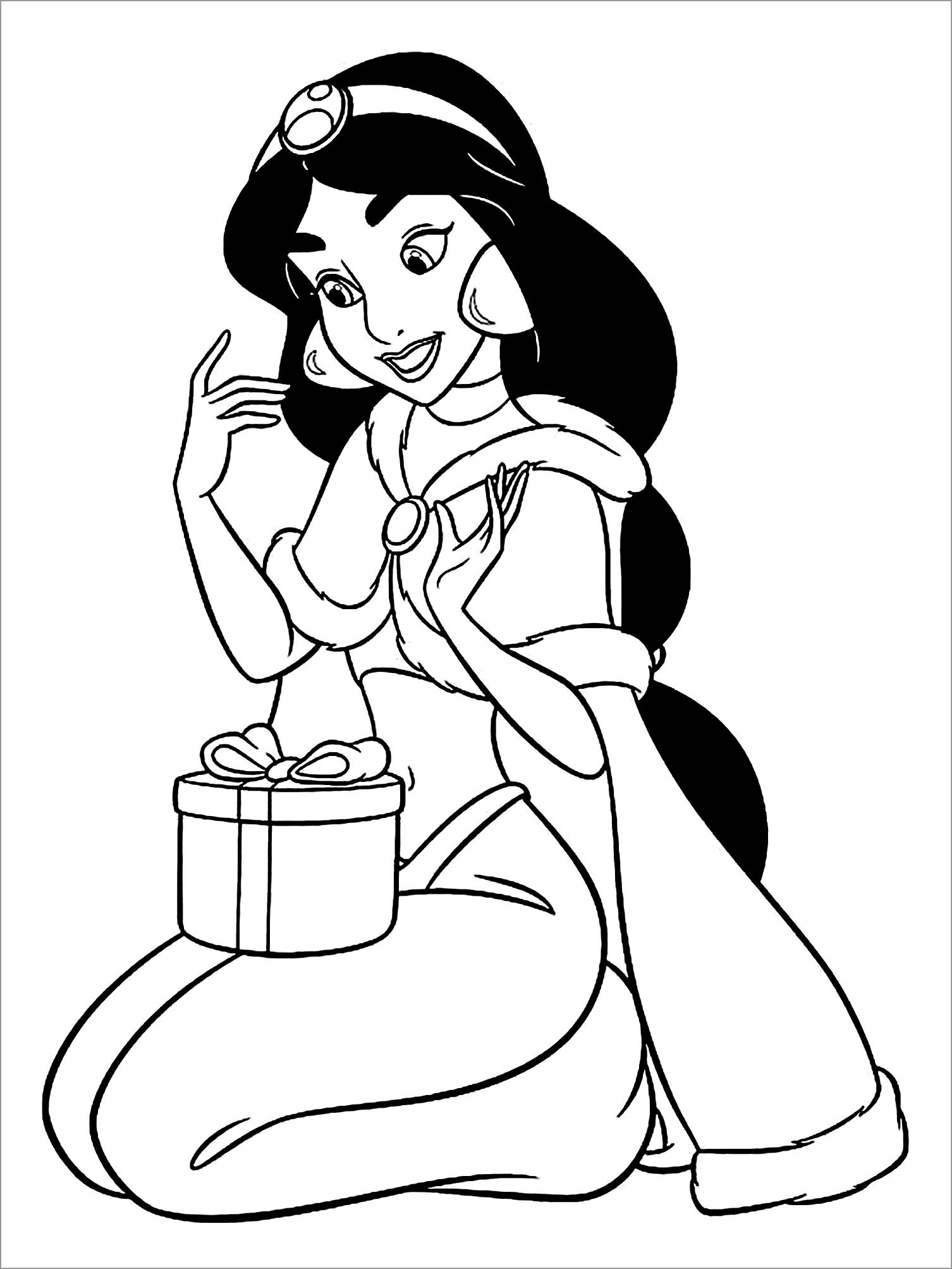 Princess Jasmine Aladdin Coloring Page   ColoringBay