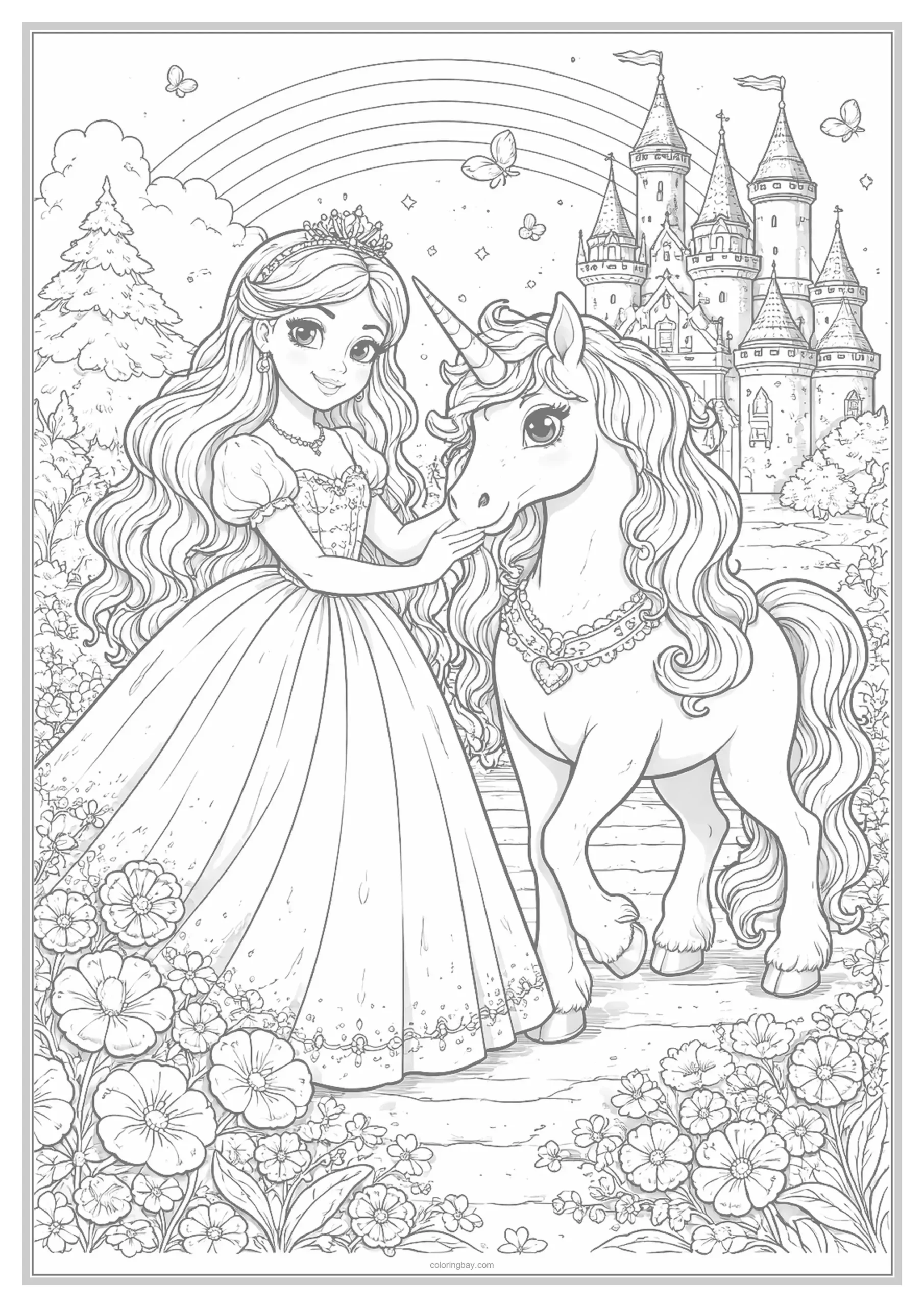 princess unicorn coloring page for adult princess unicorn coloring page for adult