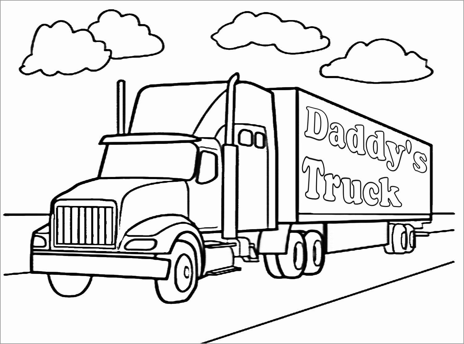 Printable 18 Wheeler Coloring Page