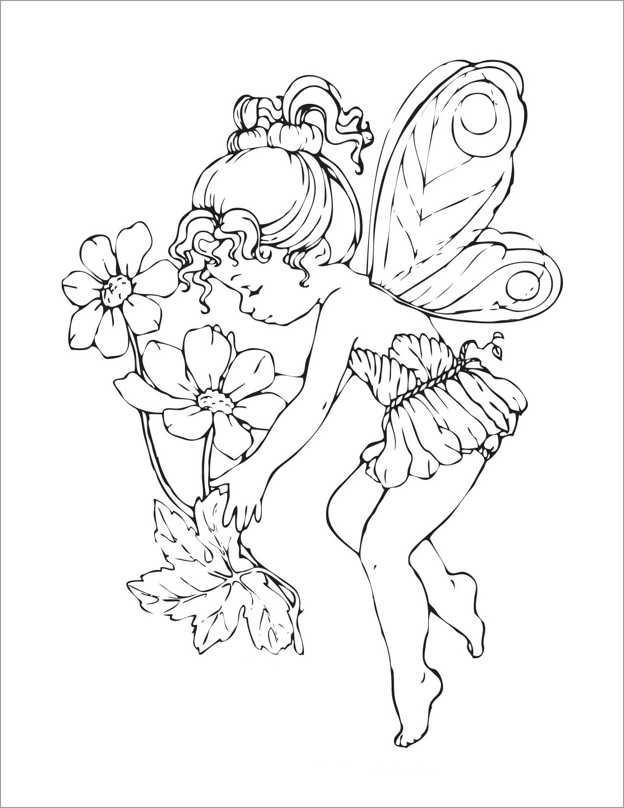 Printable Kids Fairy Coloring Page