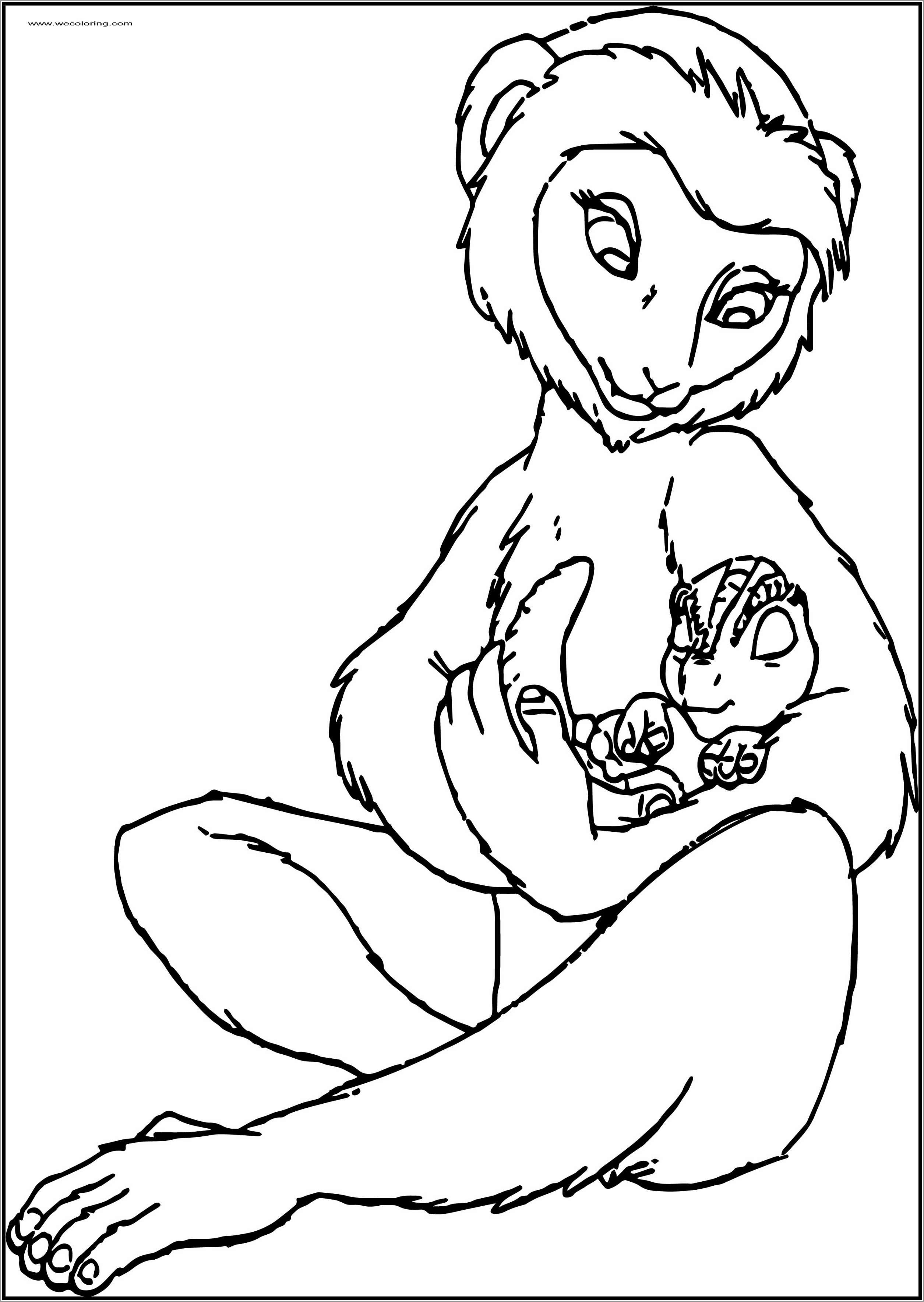 Printable Lemur and Baby Coloring Page