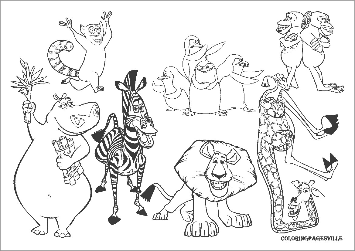 Printable Madagascar Animals Coloring Page for Adult