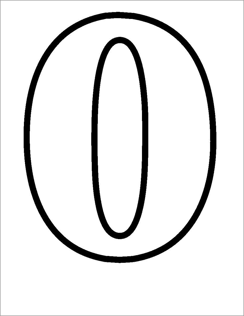 Printable Number 0 Coloring Page for Kids