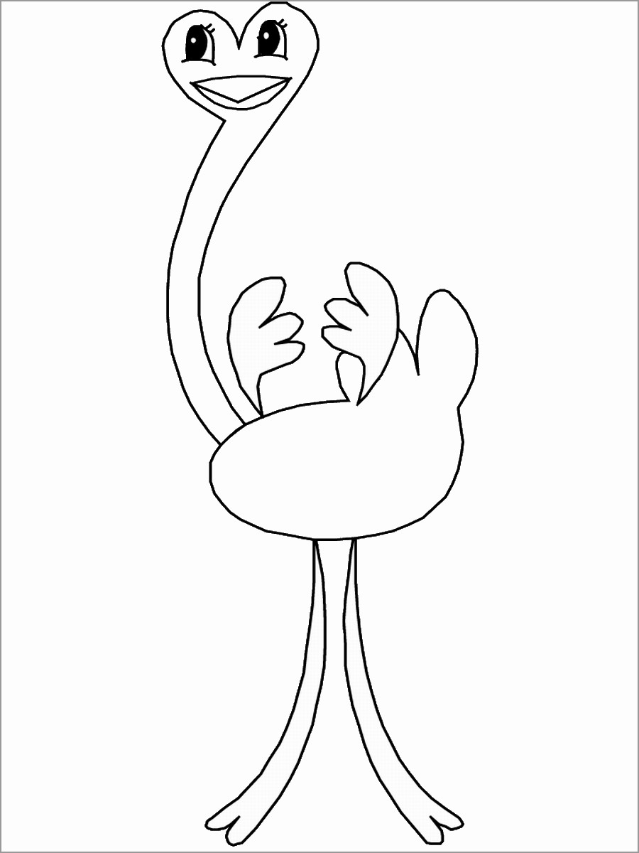 Printable Ostrich Coloring Page for Preschoolers