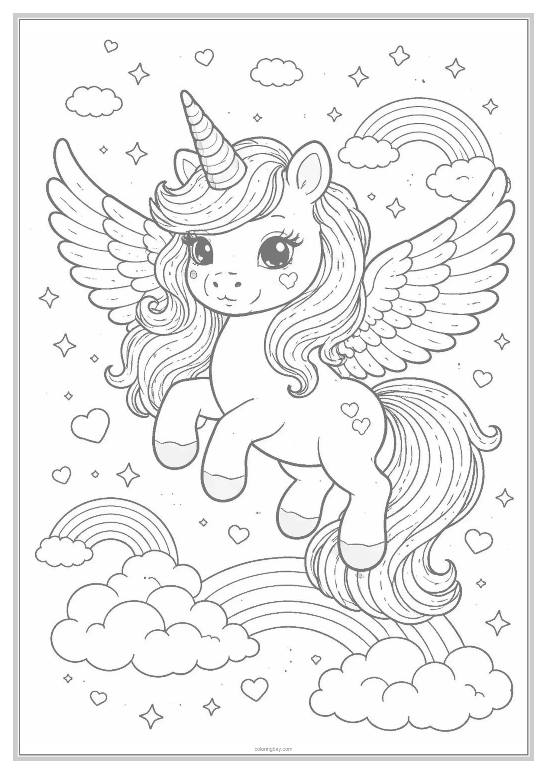 printable rainbow unicorn coloring page printable rainbow unicorn coloring page