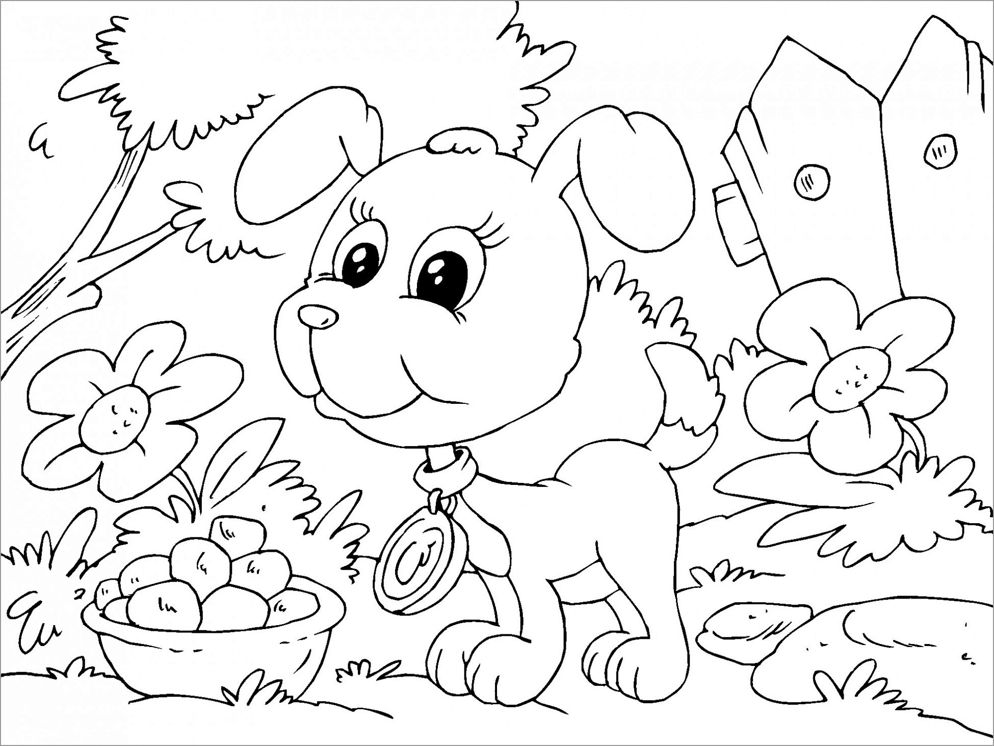 Puppy Coloring Pages for Adult